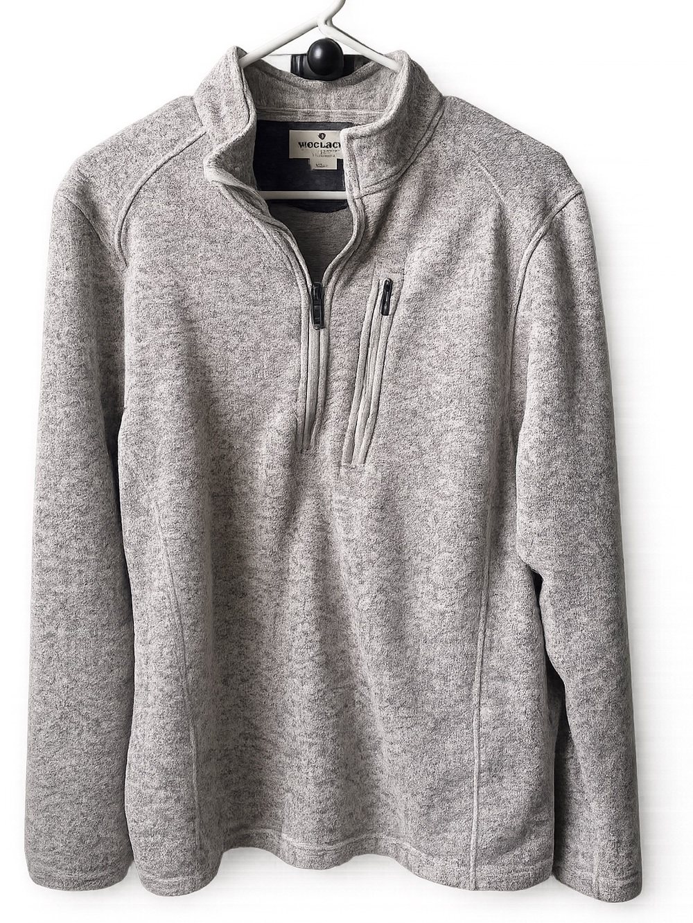 Woolrich Sweater Pullover Mens L Large Long Sleeve Gray 1/4 Zip Quarter Pocket